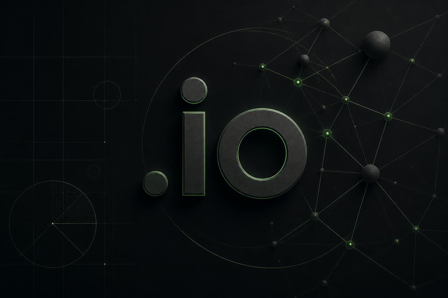 Editorial illustration of an interconnected ecosystem centered on a category .io domain, representing the compounding authority of a well-built industry platform.