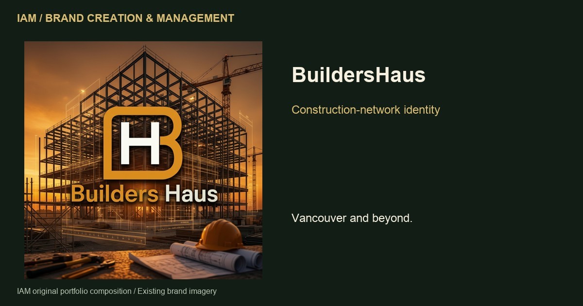 IAM original portfolio composition featuring BuildersHaus brand imagery IAM original portfolio composition featuring BuildersHaus brand imagery