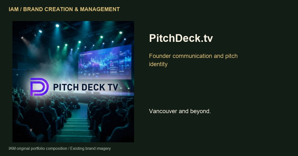 IAM original portfolio composition featuring PitchDeck.tv brand imagery IAM original portfolio composition featuring PitchDeck.tv brand imagery